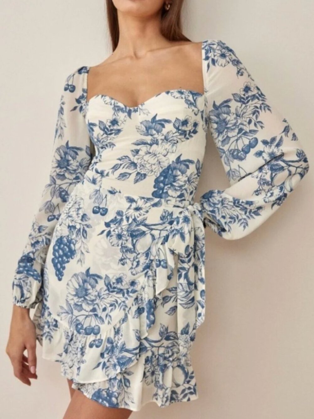 Reformation Cammi long-sleeve wrap mini dress
